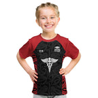 New Zealand Nurse RN 2026 Personalised Kid T Shirt Red Maori Pattern Cultural Pride