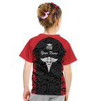 New Zealand Nurse RN 2026 Personalised Kid T Shirt Red Maori Pattern Cultural Pride