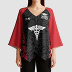 New Zealand Nurse RN 2026 Personalised Kimono Sleeve Blouse Red Maori Pattern Cultural Pride