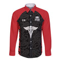 New Zealand Nurse RN 2026 Personalised Long Sleeve Button Shirt Red Maori Pattern Cultural Pride