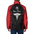 New Zealand Nurse RN 2026 Personalised Padded Jacket Red Maori Pattern Cultural Pride