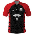New Zealand Nurse RN 2026 Personalised Polo Shirt Red Maori Pattern Cultural Pride