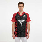 New Zealand Nurse RN 2026 Personalised Scrub Top Red Maori Pattern Cultural Pride