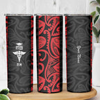 New Zealand Nurse RN 2026 Personalised Skinny Tumbler Red Maori Pattern Cultural Pride