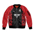 New Zealand Nurse RN 2026 Personalised Sleeve Zip Bomber Jacket Red Maori Pattern Cultural Pride
