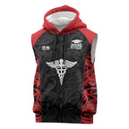 New Zealand Nurse RN 2026 Personalised Sleeveless Hoodie Red Maori Pattern Cultural Pride