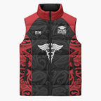 New Zealand Nurse RN 2026 Personalised Sleeveless Puffer Jacket Red Maori Pattern Cultural Pride