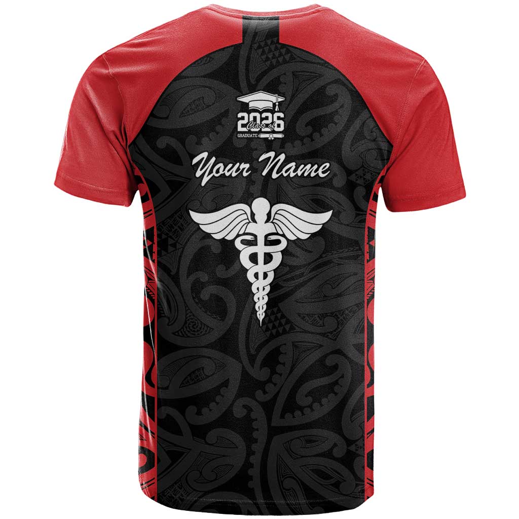 New Zealand Nurse RN 2026 Personalised T Shirt Red Maori Pattern Cultural Pride