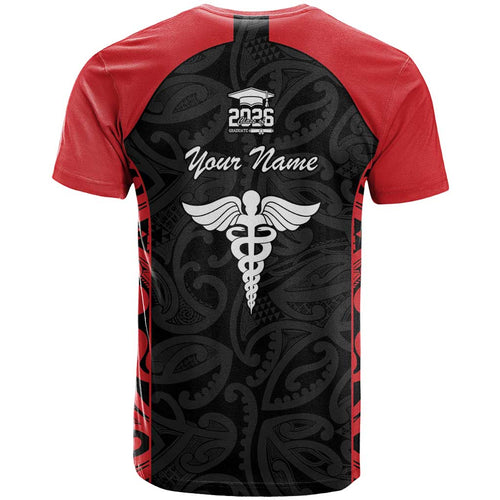 New Zealand Nurse RN 2026 Personalised T Shirt Red Maori Pattern Cultural Pride