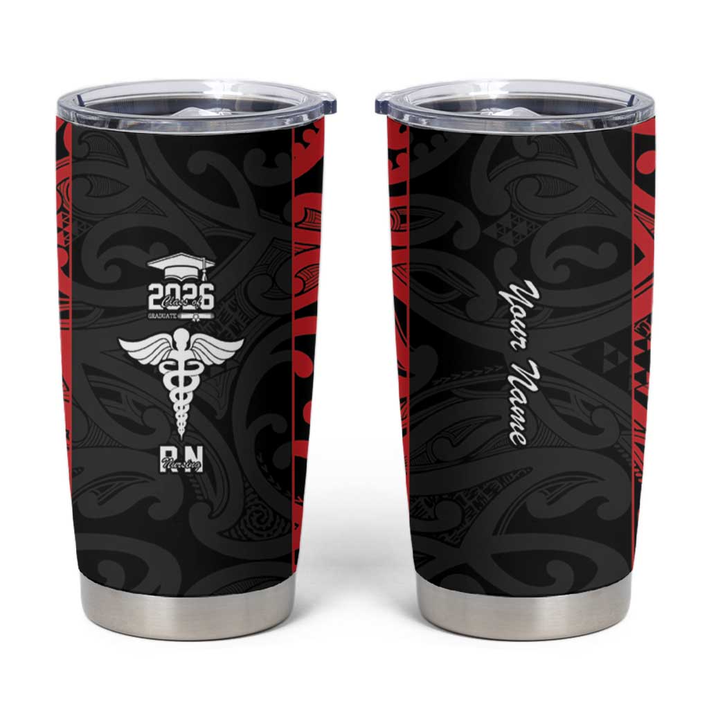 New Zealand Nurse RN 2026 Personalised Tumbler Cup Red Maori Pattern Cultural Pride