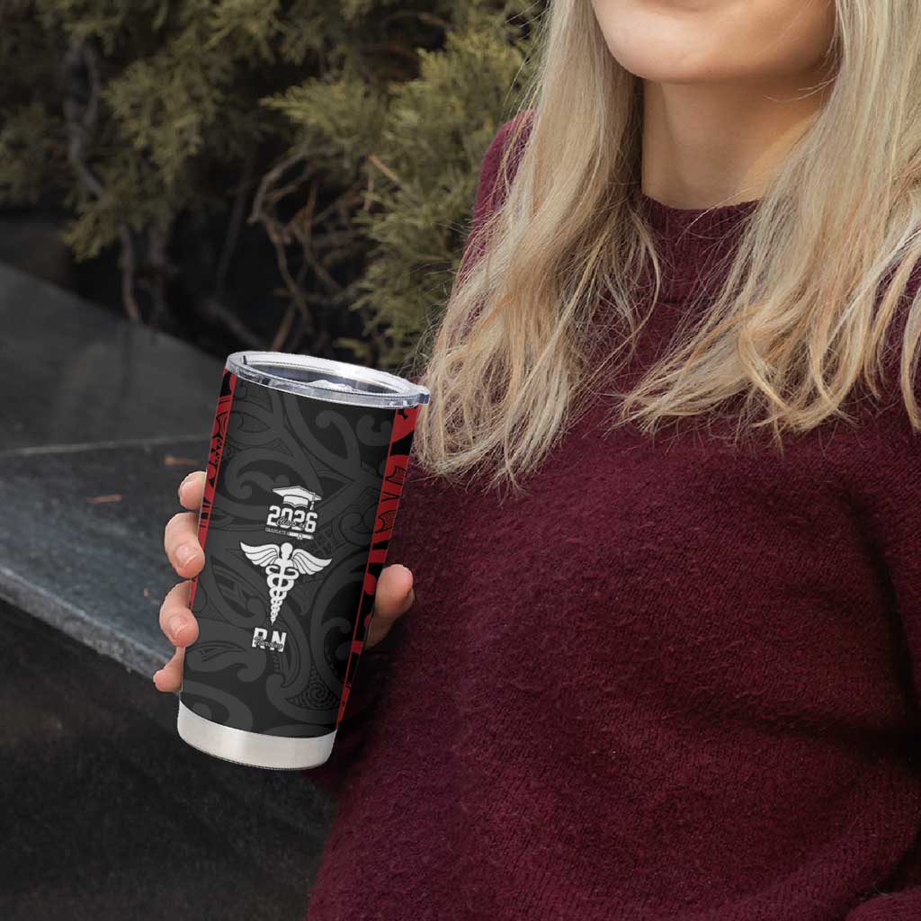 New Zealand Nurse RN 2026 Personalised Tumbler Cup Red Maori Pattern Cultural Pride