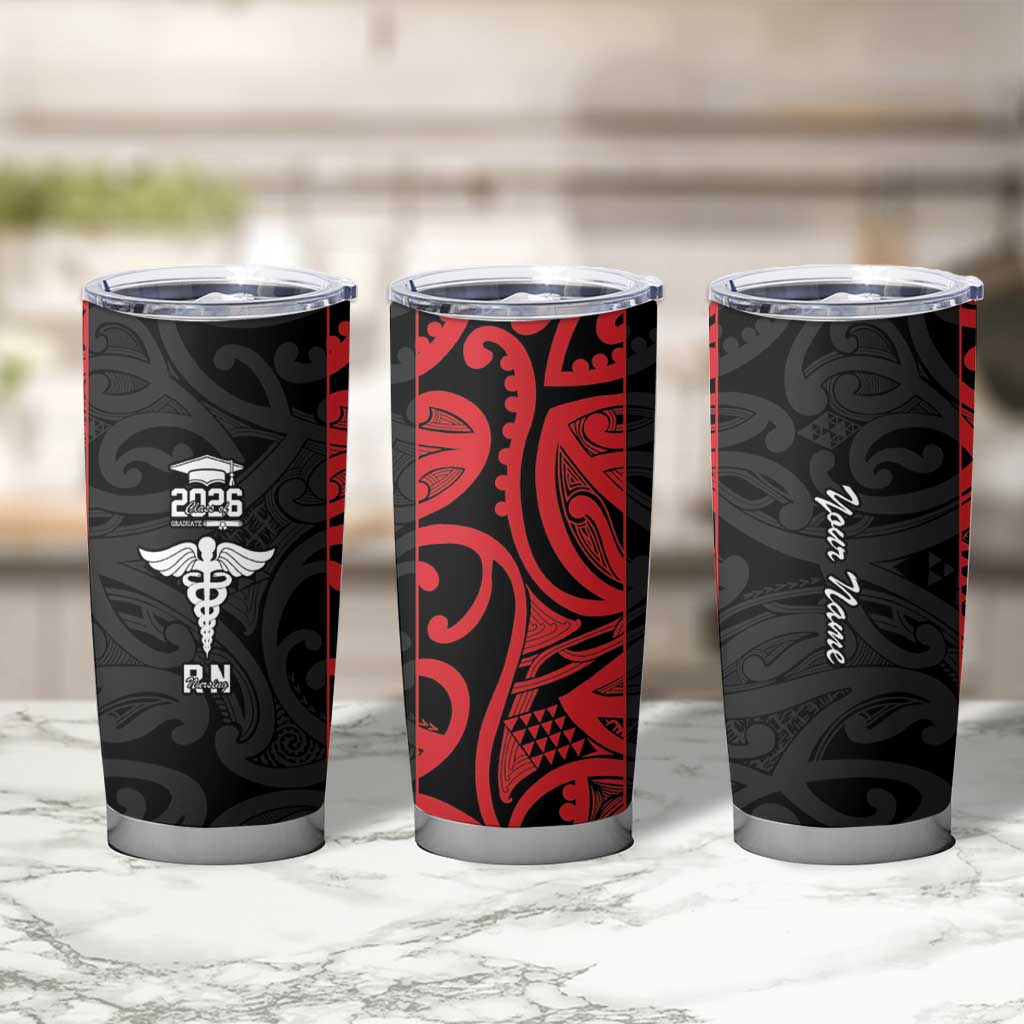 New Zealand Nurse RN 2026 Personalised Tumbler Cup Red Maori Pattern Cultural Pride