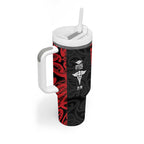 New Zealand Nurse RN 2026 Personalised Tumbler With Handle Red Maori Pattern Cultural Pride