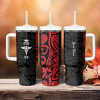 New Zealand Nurse RN 2026 Personalised Tumbler With Handle Red Maori Pattern Cultural Pride