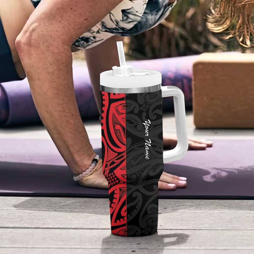 New Zealand Nurse RN 2026 Personalised Tumbler With Handle Red Maori Pattern Cultural Pride