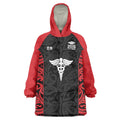 New Zealand Nurse RN 2026 Personalised Wearable Blanket Hoodie Red Maori Pattern Cultural Pride