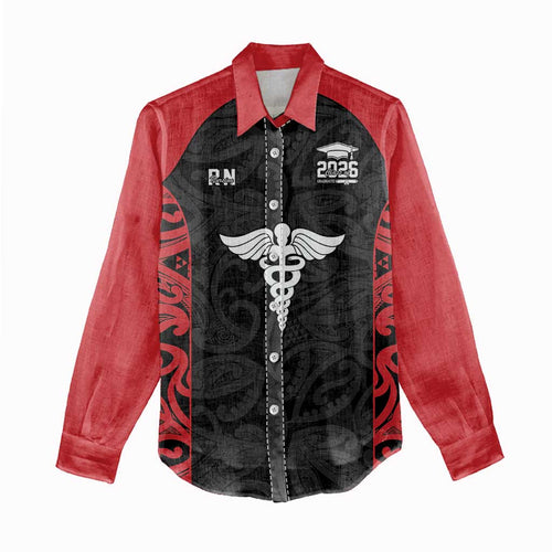 New Zealand Nurse RN 2026 Personalised Women Casual Shirt Red Maori Pattern Cultural Pride