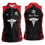 New Zealand Nurse RN 2026 Personalised Women Sleeveless Polo Shirt Red Maori Pattern Cultural Pride