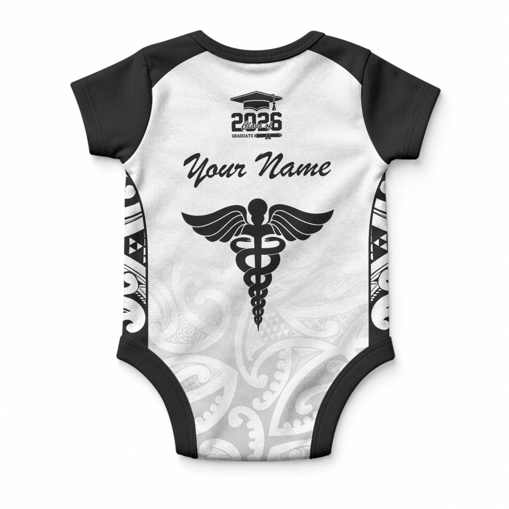 New Zealand Nurse RN 2026 Personalised Baby Onesie White Maori Pattern Cultural Pride