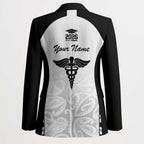 New Zealand Nurse RN 2026 Personalised Blazer White Maori Pattern Cultural Pride