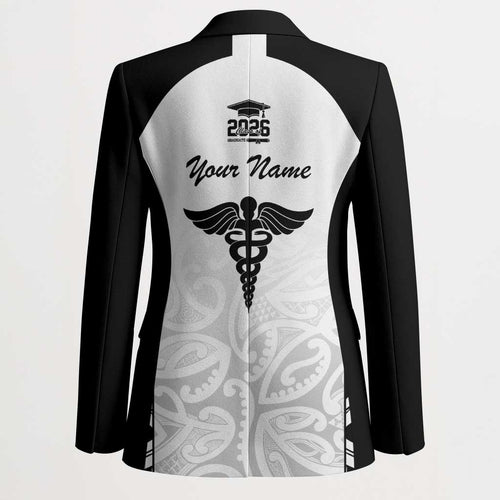 New Zealand Nurse RN 2026 Personalised Blazer White Maori Pattern Cultural Pride