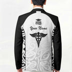 New Zealand Nurse RN 2026 Personalised Blazer White Maori Pattern Cultural Pride