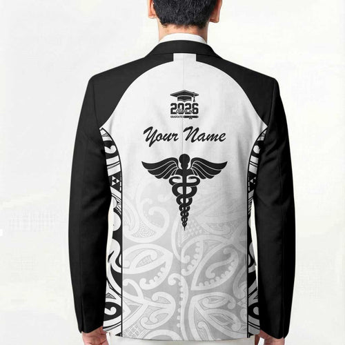 New Zealand Nurse RN 2026 Personalised Blazer White Maori Pattern Cultural Pride