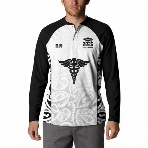 New Zealand Nurse RN 2026 Personalised Button Sweatshirt White Maori Pattern Cultural Pride