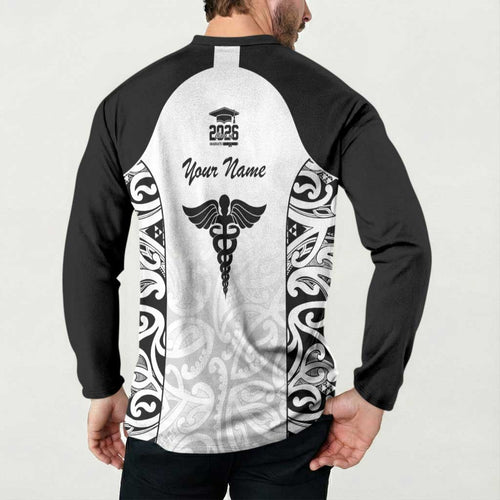 New Zealand Nurse RN 2026 Personalised Button Sweatshirt White Maori Pattern Cultural Pride