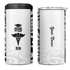 New Zealand Nurse RN 2026 Personalised 4 in 1 Can Cooler Tumbler White Maori Pattern Cultural Pride