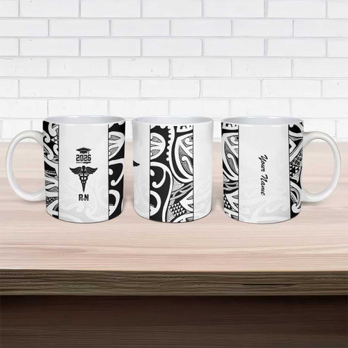 New Zealand Nurse RN 2026 Personalised Ceramic Mug White Maori Pattern Cultural Pride
