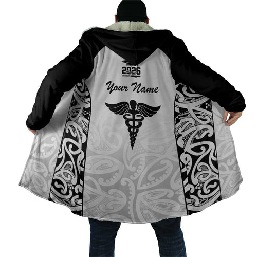 New Zealand Nurse RN 2026 Personalised Cloak White Maori Pattern Cultural Pride