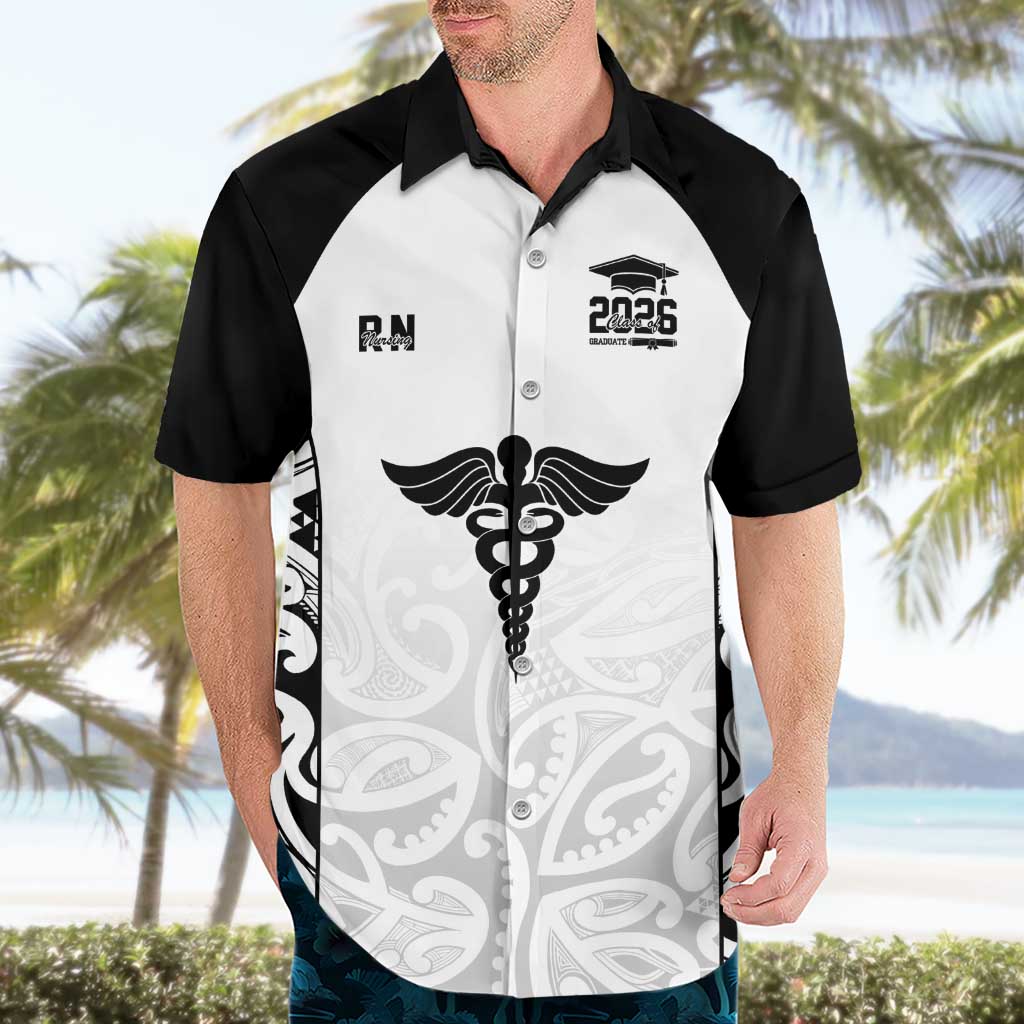 New Zealand Nurse RN 2026 Personalised Hawaiian Shirt White Maori Pattern Cultural Pride