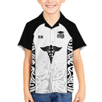 New Zealand Nurse RN 2026 Personalised Kid Hawaiian Shirt White Maori Pattern Cultural Pride