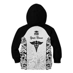 New Zealand Nurse RN 2026 Personalised Kid Hoodie White Maori Pattern Cultural Pride