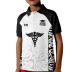 New Zealand Nurse RN 2026 Personalised Kid Polo Shirt White Maori Pattern Cultural Pride