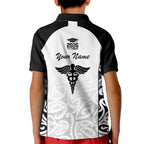 New Zealand Nurse RN 2026 Personalised Kid Polo Shirt White Maori Pattern Cultural Pride