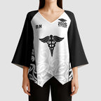 New Zealand Nurse RN 2026 Personalised Kimono Sleeve Blouse White Maori Pattern Cultural Pride