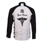 New Zealand Nurse RN 2026 Personalised Long Sleeve Button Shirt White Maori Pattern Cultural Pride
