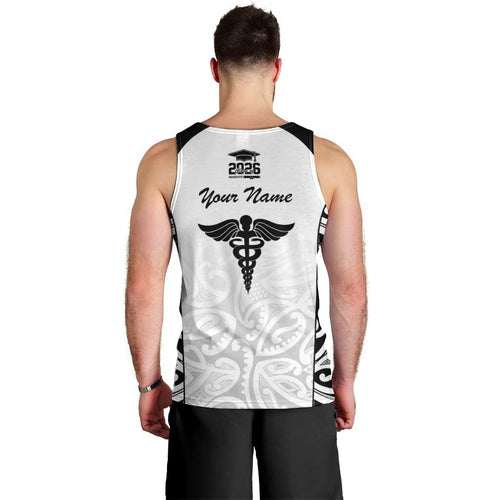 New Zealand Nurse RN 2026 Personalised Men Tank Top White Maori Pattern Cultural Pride