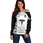 New Zealand Nurse RN 2026 Personalised Off Shoulder Sweater White Maori Pattern Cultural Pride