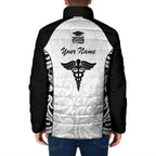 New Zealand Nurse RN 2026 Personalised Padded Jacket White Maori Pattern Cultural Pride