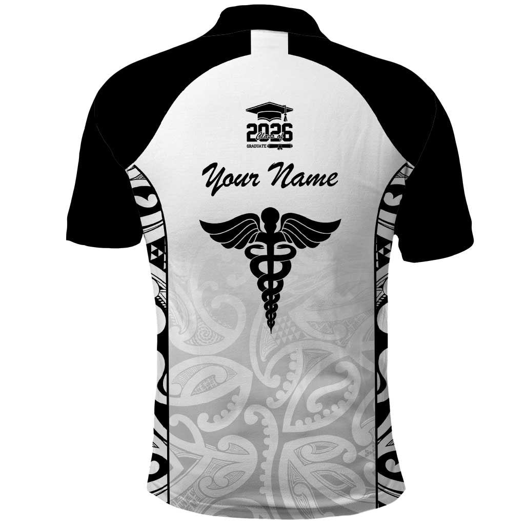 New Zealand Nurse RN 2026 Personalised Polo Shirt White Maori Pattern Cultural Pride