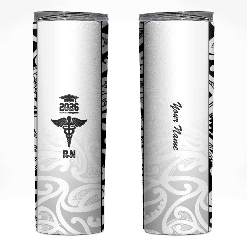 New Zealand Nurse RN 2026 Personalised Skinny Tumbler White Maori Pattern Cultural Pride