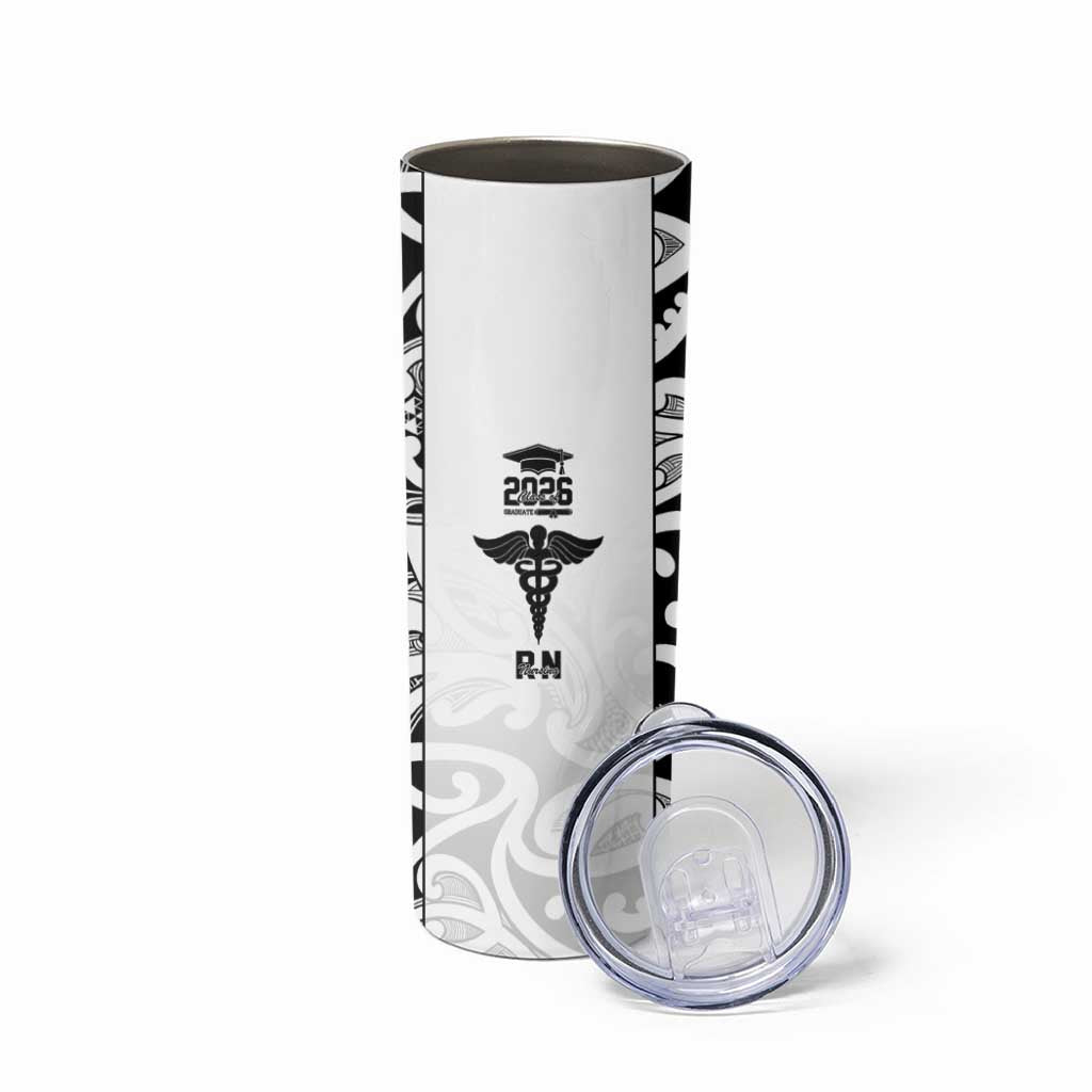 New Zealand Nurse RN 2026 Personalised Skinny Tumbler White Maori Pattern Cultural Pride