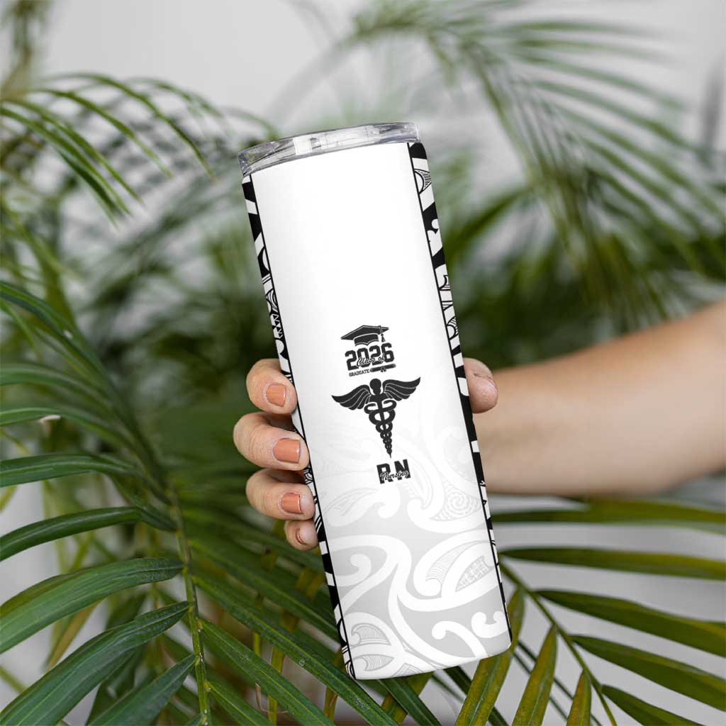 New Zealand Nurse RN 2026 Personalised Skinny Tumbler White Maori Pattern Cultural Pride