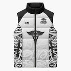 New Zealand Nurse RN 2026 Personalised Sleeveless Puffer Jacket White Maori Pattern Cultural Pride