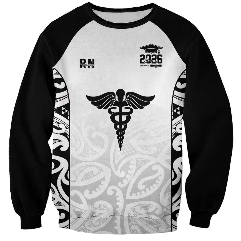 New Zealand Nurse RN 2026 Personalised Sweatshirt White Maori Pattern Cultural Pride