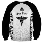 New Zealand Nurse RN 2026 Personalised Sweatshirt White Maori Pattern Cultural Pride