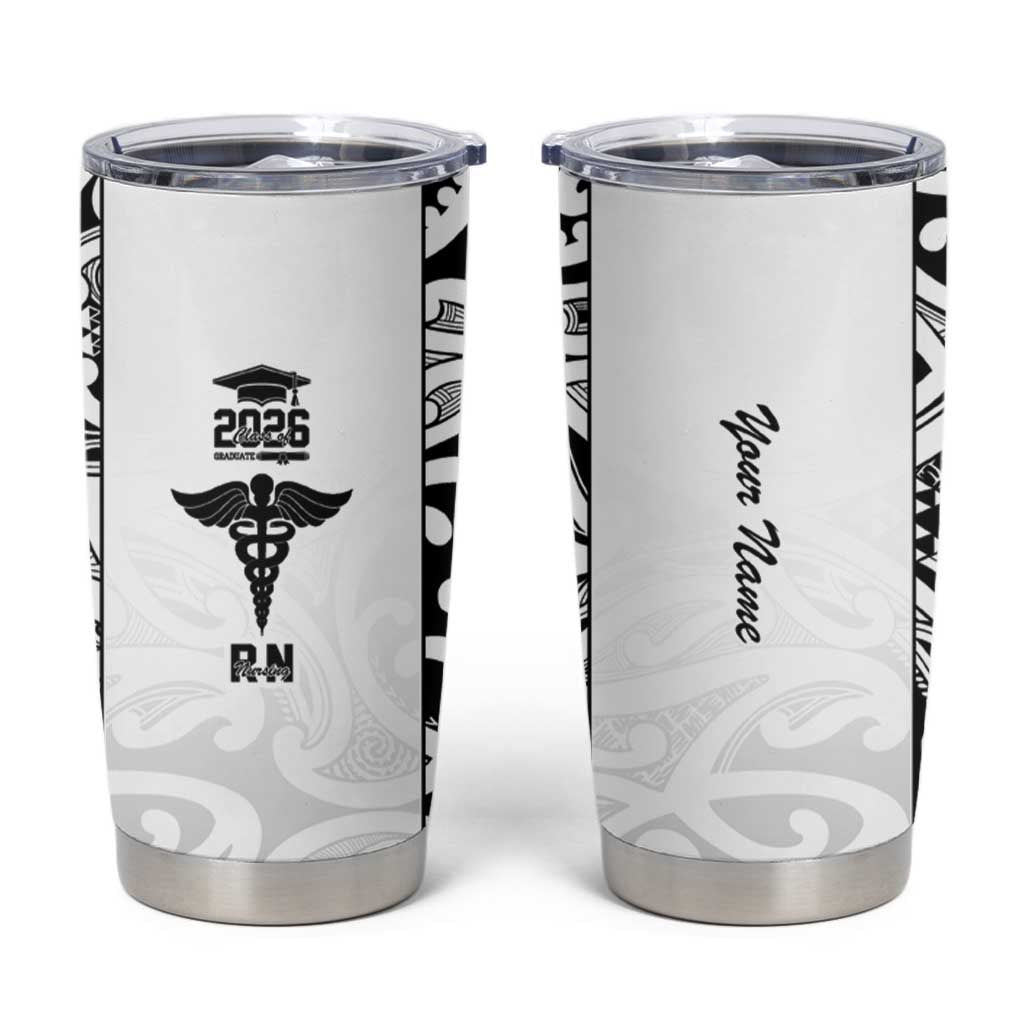 New Zealand Nurse RN 2026 Personalised Tumbler Cup White Maori Pattern Cultural Pride